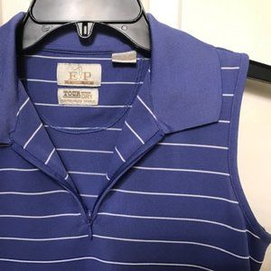 Sleeveless Cornflower Blue Stripe Golf Shirt - Tour Dry Performance Fabric